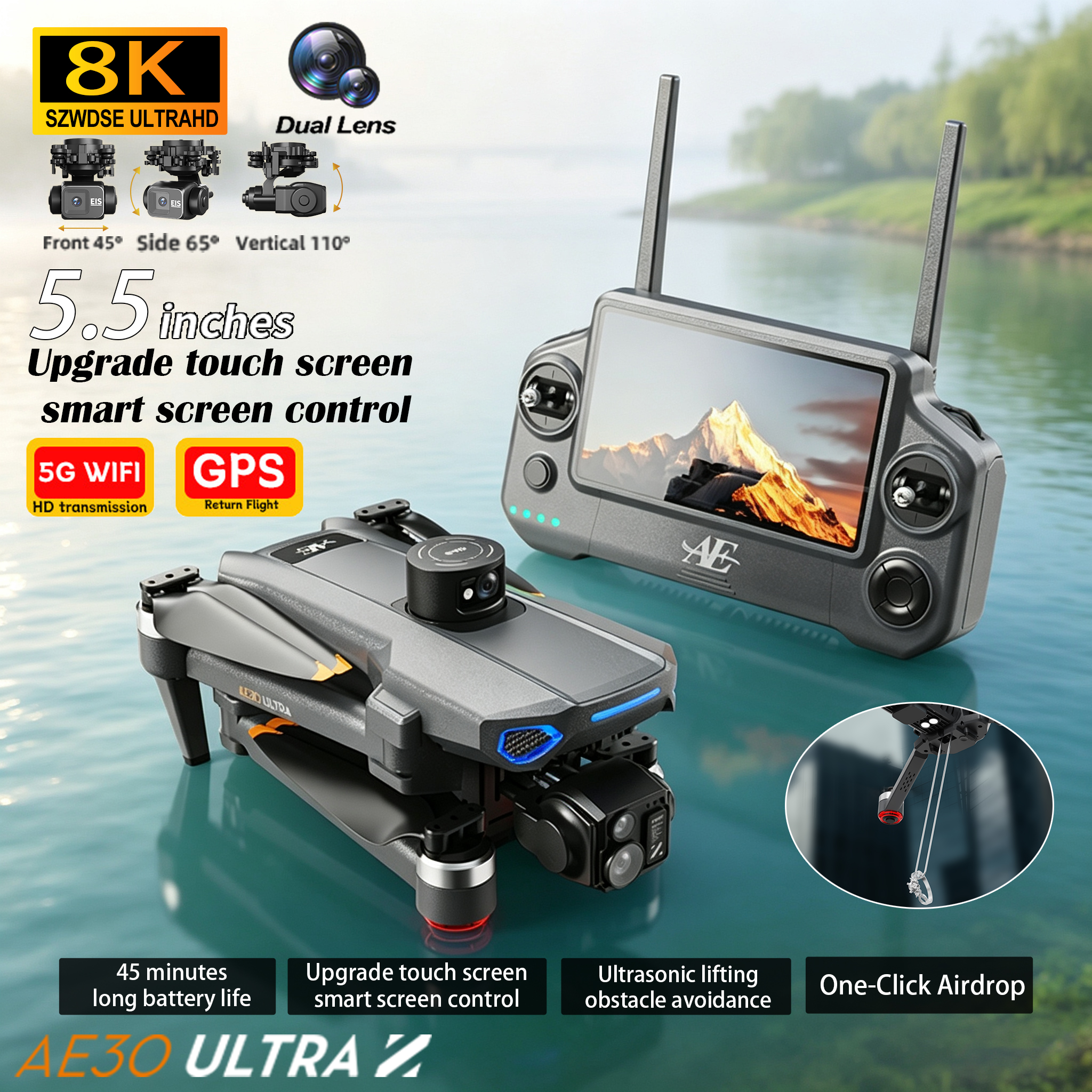 Drone Camera With Gimbal - 2026 AE30 GPS RC Drone 8K