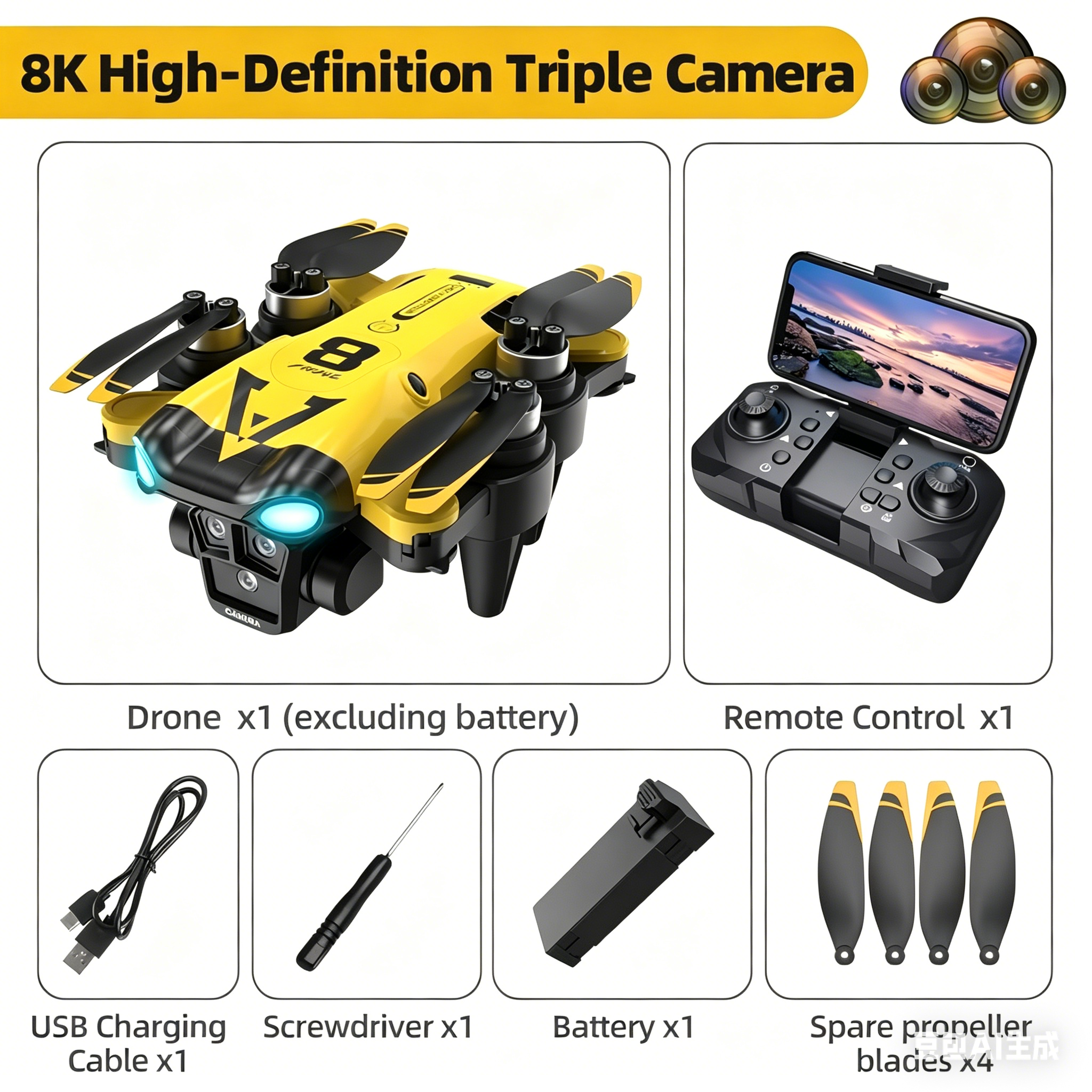 New Quadcopter with Triple Cam - مراجعة Drone Camera Mount وسعره
